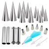 26 PCS Cannoli Tubes, Woohome Stainless Steel Cannoli Forms Cream Horn Molds, Croissant Mold Baking Moulds Tubes for Danish Pastry Cream Roll Mold