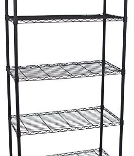 Internet's Best 5-Tier Wire Shelving - Flat Black - Heavy Duty Shelf - Wide Adjustable Rack Unit - Kitchen Storage