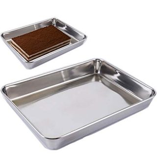 Baking Cookie Sheets Pan,Jelly-Roll Pans Roasting Pan,Stainless Steel Baking Pans Tray Cookie Sheet,Nonstick Toaster Oven Baking Sheet Pans, Easy Clean & Dishwasher Safe (12'' x 9.64'')