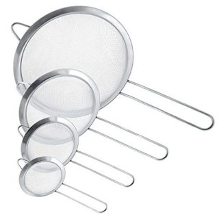 U.S. Kitchen Supply - Set of 4 Premium Quality Fine Mesh Stainless Steel Strainers - 3", 4", 5.5" and 8" Sizes - Sift, Strain, Drain and Rinse Vegetables, Pastas & Tea