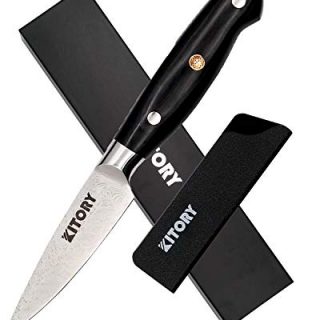 KITORY Kitchen Paring Knife – Professional Chefs Cutlery – Mosaic Rivet Handle - 3.5 Inches X50MoV15 German Steel Sharp Blade -- YUWEN Series K0102