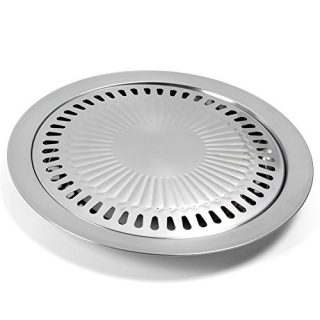 Korean Style Stovetop BBQ Grill Pan, Stainless Steel Cooking Smokeless Griddle Plate for Indoor Outdoor Home Kitchen Roasting Camping BBQ