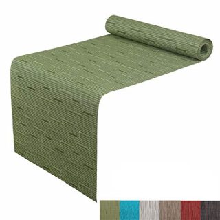 PABUSIOR Woven Vinyl Runner for Dining Table, Durable Easy to Clean Kitchen Table Runners, (12” x 71”) Olive Green
