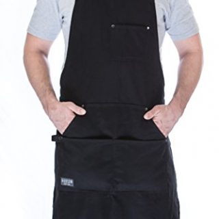 Hudson Durable Goods - Professional Grade Chef Apron for Kitchen, BBQ, and Grill (Black) with Towel Loop + Tool Pockets + Quick Release Buckle, Adjustable M to XXL