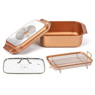 14 In 1 Multi-Use Copper Chef Wonder Cooker with roasting pan and lid, Multi-Use Grill pan (12.5 QT 4 Piece Set)