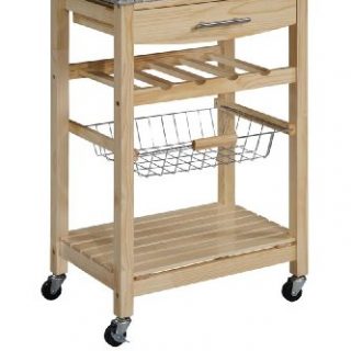 Linon Kitchen Island Granite Top, 33.88" x 22.8" x 15.63", Natural
