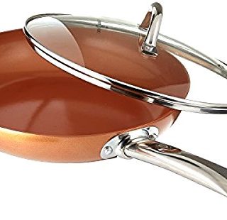 Copper Chef 10 Inch Round Frying Pan With Lid - Skillet with Ceramic Non Stick Coating. Perfect Cookware For Saute And Grill