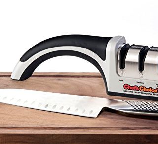 Chef’sChoice 4643 ProntoPro Diamond Hone Manual Knife Sharpener Extremely Fast Sharpening Euro-American and Asian Style Knives Precise Bevel Angle Control Diamond Abrasive Made in USA, 3-Stage, Silver