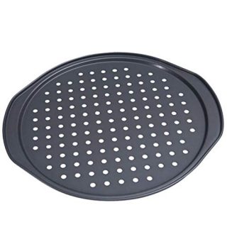 Alices Latest 14 Inch Nonstick Carbon Steel Pizza Pan Bakeware with holes Pizza Baking Pan for Oven Baking Supplies（35x33x1.5cm）