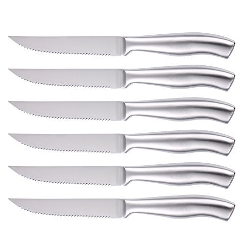 Steak Knives Set of 6 Serrated Stainless Steel,Dishwasher Safe