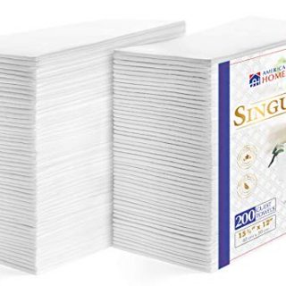 AMERICAN HOMESTEAD Disposable Hand Towels for Bathroom-Paper Guest Napkins -White Linen-Like Bulk Multifold Wipes-Hygienic Solution For Wedding Reception or Dinner Party (Pack of 200, Smooth)