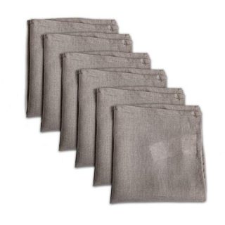 linendo 100% Pure Natural Linen Dinner Cloth Napkins 15 x 15 Inch - Set of 6 Pack European Flax Washable for Home and Kitchen (Taupe Grey, Square)