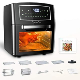 CalmDo Air Fryer Oven Combo 12.7 Quarts, Convection Toaster, Food Dehydrator, 18 Functions to Fry, Roast, Dehydrate, Bake, Reheat, 10 Accessories & Recipe Included, Black