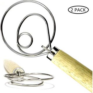13.5”Original Danish Dough Whisk - Dutch wisk - Dutch Dough Whisk Hand Mixer for Bread, Cookie, Dumpling or Pizza Dough - Best Substitute to a Mixer and Blender - Baking Tool- 2 PACK