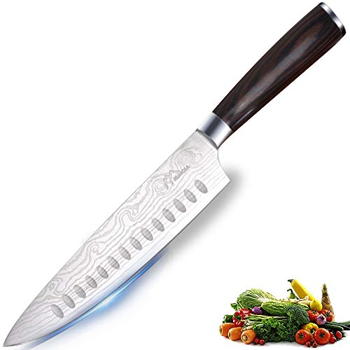 Numola 8 Inch Boxed Chef Knife, Anti-Rust Kitchen Knife High Carbon Stainless Steel Sharp Cutting Knife Kitchen Cutlery with Micarta Ergonomic Design Handle