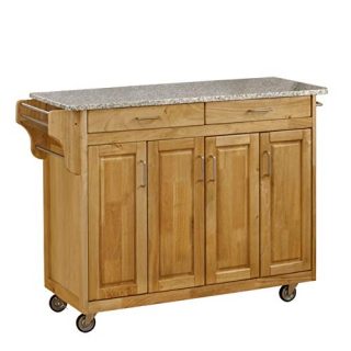 Create-a-Cart Natural 4 Door Cabinet Kitchen Cart with Gray Granite Top by Home Styles