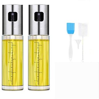 Oil Sprayer for Cooking, Oil and Vinegar Dispenser Set With Glass Bottle and Stainless Steel,Olive Oil Soy Sauce dispenser Pump Sprayer for Kitchen, Air Fryer (2 Pack)