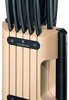 Victorinox Swiss Classic Cutlery, 11 Pieces Block Knife Set, Set of 11, Black