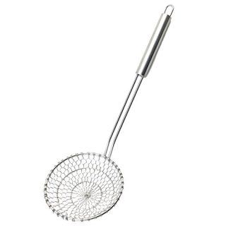 Best Utensils Asian Kitchen Stainless Steel Spider Strainer Professional Wire Skimmer with Spiral Mesh (5-Inch Strainer Basket)