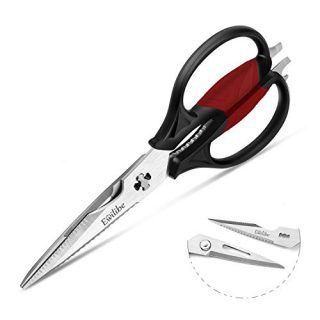 Kitchen Scissors, Utility Scissors Heavy Duty Kitchen Shears Multi-Purpose Come Apart Poultry shears for Chicken/Fish/Meat/Vegetables/Herbs Ultra Sharp Stainless Steel, Soft Grip Handles(Red/Black)