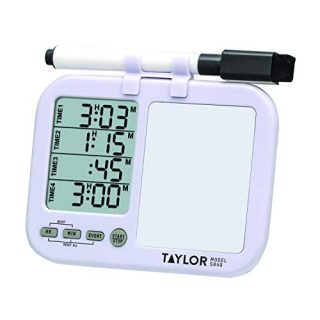 Taylor Precision Products (Regular) Taylor Four-Event Digital Timer with Whiteboard for School, Learning, Projects, and Kitchen Tasks, white