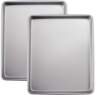 JOHO Baking Sheet Pans Cookie Sheets,Nonstick Bakeware Set of 2,Professional Baking Pan Set for Oven,2-Piece,Silver