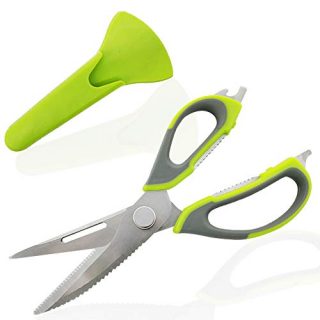 Kitchen Shears Heavy Duty Come Apart Stainless Steel Multipurpose 9.1 inches Sharp Easy Wash with Magnetic Holder for Fridge Kitchen Scissors Green for Food for Pizza Meat Fish Vegetable