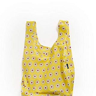 BAGGU Standard Reusable Shopping Bag, Ripstop Nylon Grocery Tote or Lunch Bag, Yellow Daisy