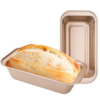 Loaf Pans for Bread Baking, Beasea 2pcs Nonstick Bread Pans 8.5 x 4.5 Inch Bread Loaf Pans Golden Loaf Baking Pans Carbon Steel Loaf Bakeware for Oven Baking