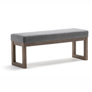 Ottoman Bench in Grey Linen Look Fabric