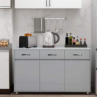 RASOO Buffet Cabinet Kitchen Cabinet Storage Sideboard Cabinet Cupboard Sideboard Buffet Kitchen Room (Grey-3 Doors and 3 Drawers)