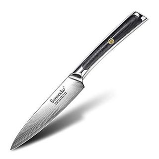 Sunnecko Utility Knife, 5 Inch Damascus Chef Knife Kitchen Knives for Fruit & Vegetable Cutting Chopping Carving-Japanese Damascus VG10-Ergonomic G10 Handle--Elite Series