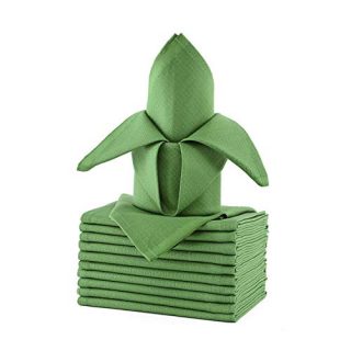 MILLANDON Dinner Cloth Napkins Set of 12, 20x20 Inches, 100% Cotton Oversized Soft Table Linens Reusable Washable for Restaurant Kitchen Christmas Thanksgiving Weddings, Green