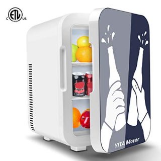 YITAMOTOR Mini Fridge 10 Liter Compact Portable Personal Cooler and Warmer Refrigerators for Bedroom, Car, Office, Dorm, Travel, Foods, Beverage, Beer, Medications, Blue