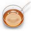 Nonstick Ceramic Copper Frying Pan: Non Stick 10 Inches Skillet With Glass Lid - Image 3