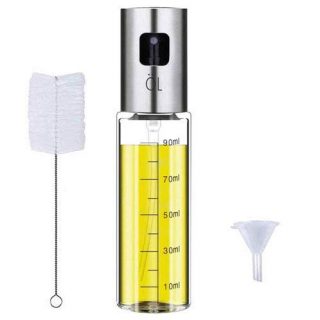 Olive Oil Sprayer Stainless Steel Misting Dispenser Refillable Oil Vinegar Spritzer with Oil Spray Bottle Brush and Oil Funnel for Cooking Salad Grilling Roasting Air Fryer BBQ Kitchen