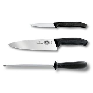 Victorinox Swiss Army Chef's Bundle Knife Set, Includes 8-Inch Chef's Knife, 3.25-Inch Paring Knife and 10-Inch Honing Steel