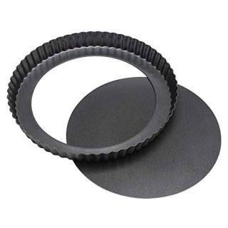 Tart Pan 10 Inch, Beasea Non Stick Pie Pan Removable Bottom Fluted Tart Pan, Loose Bottom Round Quiche Pan for Oven Baking