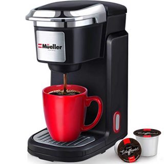Mueller Ultimate Brewmaster Single Serve Coffee Maker, Personal Coffee Brewer Machine for Single Cup Pods & Reusable Filter, 10oz Water Tank, Quick Brewing, One Touch Operation, Compact Size, for Home, Office, RV