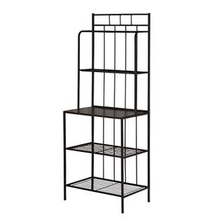 Target Marketing Systems Liv Collection Contemporary Metal Kitchen Dining Baker's Rack with Three Shelves, Black