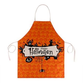 Hohomark Halloween Apron Pumpkin Cooking Aprons with Ghosts Spiders Bats Kitchen Apron with Adjustable Waist Strip for Women Men
