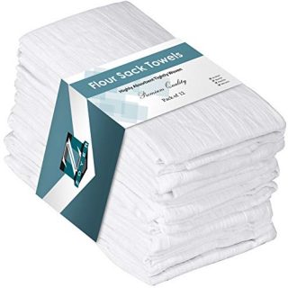 Zoyer Flour Sack Towels (12 Pack, 28" x 28") - 100% Cotton Dish Towels - Kitchen Towels Multi Purpose Tea Towels - Absorbent Bar Towels Kitchen Linen Set.