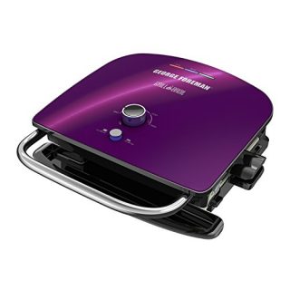 George Foreman GBR5750SEPQ Grill & Broil 7-in-1 Electric Indoor Grill, Broiler, Panini Press, and Waffle Maker, Removable Plates, Purple