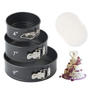 Springform Pan Set,Nonstick Round Cake Pan 3pcs 4.7"7"9.4", Premium Detachable Bakeware Chseecake Pans with 50 PCS Parchment Paper Liners for Baker and Baking Enthusiast