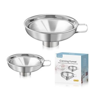 AIEVE Canning Funnel, 2 Pack Kitchen Funnel Stainless Steel Funnel Mason Jar Funnel Canning Jar Funnel Wide Mouth Canning Funnel for Wide and Regular Jars Canning Jars Transfer Dry and Wet Ingredient