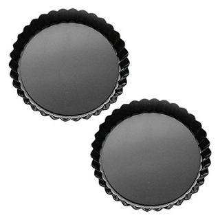 Tosnail 2 Pack Non-Stick Quiche Pan Tart Pan with Removable Loose Bottom - 9 Inch