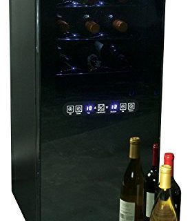 Koolatron WC24 Temperature Control Dual-Zone Wine Cellar With Digital Thermometer/Glass Mirror Door Andholder Rack, Black, 24 Bottle