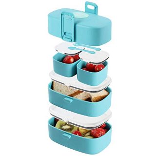 Stacking Bento Box Lunch Box with 4 Microwave-Safe