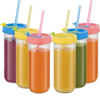 Glass Drinking Bottle Travel Drinking Jars 6 Pack