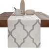 jinchan Moroccan Tile Table Runner Linen Textured for Kitchen Geometric Trellis Printed Table Cover 1 Panel 72" L Soft Grey